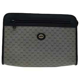 Gucci-GUCCI Micro GG Supreme Clutch Bag PVC Leather Navy 97 01 037 Auth bs12751-Navy blue