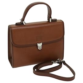 Autre Marque-Burberrys Hand Bag Leather 2way Brown Auth ep3762-Brown