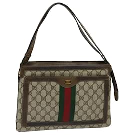 Gucci-GUCCI GG Supreme Web Sherry Line Shoulder Bag Beige Red Green Auth ep3747-Red,Beige,Green