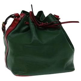 Louis Vuitton-LOUIS VUITTON Epi Petit Noe Shoulder Bag Bicolor Green Red M44147 LV Auth 68793-Red,Green