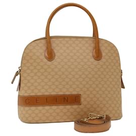 Céline-CELINE Macadam Canvas Hand Bag PVC Leather 2way Beige Auth 69018-Beige