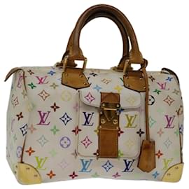 Louis Vuitton-LOUIS VUITTON Monogramm Multicolor Speedy 30 Handtasche Weiß M92643 LV Auth 68916-Weiß