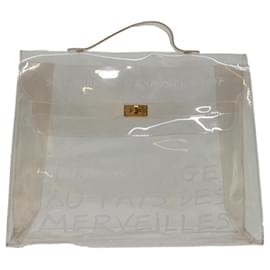 Hermès-HERMES Vinyle Kelly Sac à Main Vinyle Clair Authentique 69326-Autre