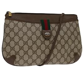 Gucci-GUCCI GG Supreme Web Sherry Line Shoulder Bag PVC Beige 904 02 026 Auth bs12743-Beige