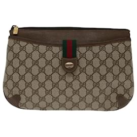 Gucci-GUCCI GG Supreme Web Sherry Line Shoulder Bag PVC Beige 904 02 026 Auth bs12743-Beige