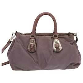 Prada-Prada Hand Bag Nylon 2way Purple Auth yb533-Purple