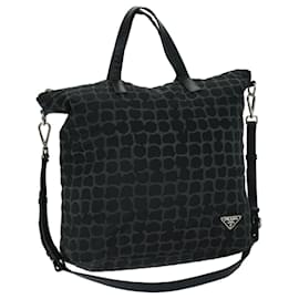 Prada-PRADA Shoulder Bag Nylon 2way Black Auth bs12865-Black