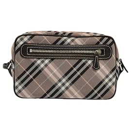 Burberry-BURBERRY Nova Check Blue Label Umhängetasche Nylon Pink Auth 69529-Pink