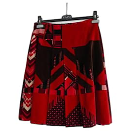 Kenzo-Kenzo mid-length velvet skirt-Black,Pink,Red