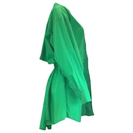 Autre Marque-Maison Rabih Kayrouz Robe chemise verte en nylon boutonnée à manches longues et dos nu-Vert