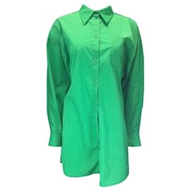 Autre Marque-Maison Rabih Kayrouz Green Long Sleeved Backless Button-down Nylon Shirt Dress-Green