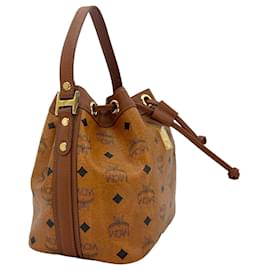 MCM-MCM Bucket Drawstring Bag Wristlet Handbag Pouch Small-Cognac