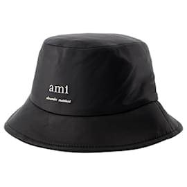 Ami Paris-Ami Bucket Hat - AMI Paris - Leather - Black-Black