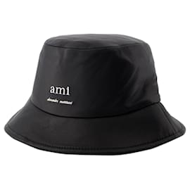 Ami Paris-Ami Bucket Hat - AMI Paris - Leather - Black-Black