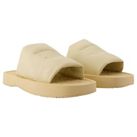 Burberry-LF Knight Slab Sandals- Burberry - Leather - Beige-Brown,Beige