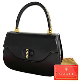 Gucci-Gucci Leder Turnlock Top Handle Tasche Lederhandtasche in gutem Zustand-Andere