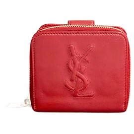 Yves Saint Laurent-Yves Saint Laurent Leather Monogram Zip Around Wallet  Leather Short Wallet in Good condition-Other