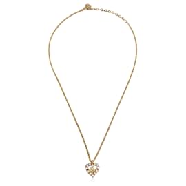 Christian Dior-Goldfarbene Dior-Halskette mit ovalem Logo und Strasssteinen aus Metall-Golden