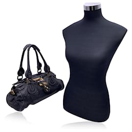 Chloé-Black Leather Paddington Tote Medium Satchel Bag-Black