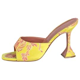 Amina Muaddi-Sandália de salto amarelo com padrão floral - tamanho UE 40-Amarelo