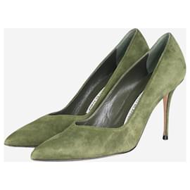 Manolo Blahnik-Green suede pointed toe heels - size EU 36-Green