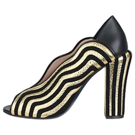 Fendi-Sapatos abertos ondulados pretos e dourados - tamanho UE 41-Preto