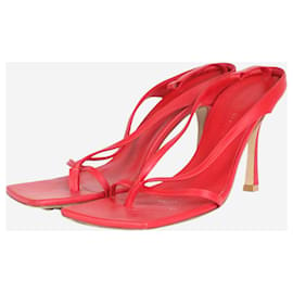 Bottega Veneta-Red leather sandal heels - size EU 38.5-Red