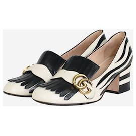 Gucci-Zapatos de tacón de cebra Marmont GG blancos y negros - talla UE 38-Blanco