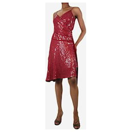 Diane Von Furstenberg-Vestido midi vermelho de lantejoulas sem mangas - tamanho UK 4-Vermelho