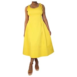 Oscar de la Renta-Vestido amarelo sem mangas com nó - tamanho UK 14-Amarelo