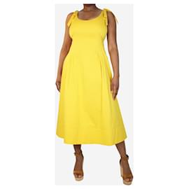 Oscar de la Renta-Vestido amarelo sem mangas com nó - tamanho UK 14-Amarelo