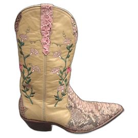 Autre Marque Go West Stiefel aus Pythonleder Rosa Beige Pink Beige