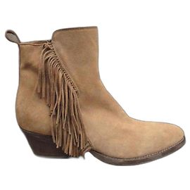 Bottines Sartore Beige en Daim à Franges Beige