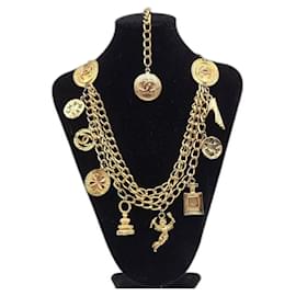 Chanel-Collier ceinture à chaîne d'accessoires emblématiques de Paris Chanel CC Coco (rare)-Bijouterie dorée