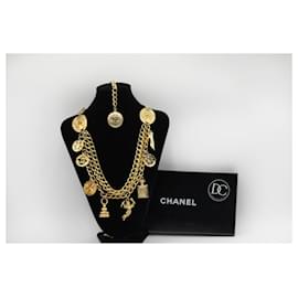 Chanel-Collier ceinture à chaîne d'accessoires emblématiques de Paris Chanel CC Coco (rare)-Bijouterie dorée