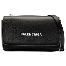 Balenciaga-Carteira Balenciaga Black Everyday Chain-Preto