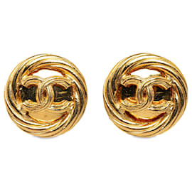 Chanel-Orecchini a clip CC in oro Chanel-D'oro