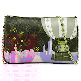 Louis Vuitton-Louis Vuitton Brown Monogram Double Zip Pochette Illustre Vivienne Shanghai-Brown