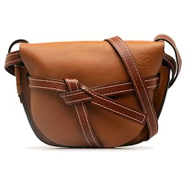 Loewe-Petit sac à bandoulière en cuir marron Loewe Gate-Marron
