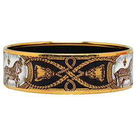 Hermès-Brazalete ancho de esmalte dorado Hermes-Dorado