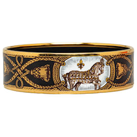 Hermès-Hermes Pulseira Esmaltada Dourada Larga-Dourado