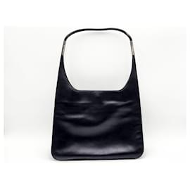 Gucci-Gucci Hobo Black Leather Shoulder Bag-Black