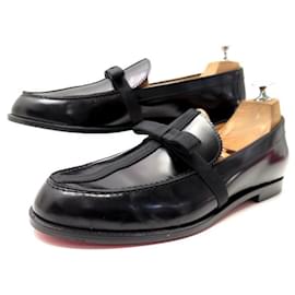 Christian Louboutin-NEW CHRISTIAN LOUBOUTIN SHOES 40.5 BLACK PATENT LEATHER MOCCASINS LOAFERS-Black