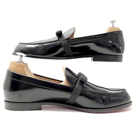 Christian Louboutin-NEW CHRISTIAN LOUBOUTIN SHOES 40.5 BLACK PATENT LEATHER MOCCASINS LOAFERS-Black