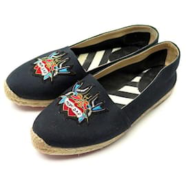 Christian Louboutin-CHRISTIAN LOUBOUTIN MOM AND DAD SHOES 40 BLACK FABRIC ESPADRILLES SHOES-Black