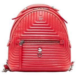 Fendi By The Way Leather Backpack 8BZ038 in Very Good Condition Red