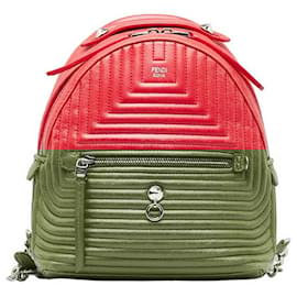 Fendi-Fendi By The Way Leather Backpack 8BZ038 in Very Good Condition-Red