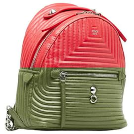 Fendi-Fendi By The Way Leather Backpack 8BZ038 in Very Good Condition-Red