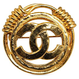 Chanel-Broche con logo CC de Chanel Broche de metal en buen estado-Otro