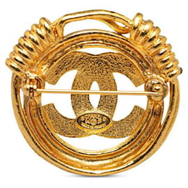 Chanel-Broche con logo CC de Chanel Broche de metal en buen estado-Otro